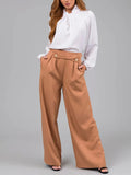 DAIIIBABYYY  -  Casual Fashion Zipper Pocket Straight Leg Pants Women's Wide Leg
