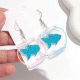 Daiiibabyyy  Cute Glitter Acrylic Fish Tank Dangle Earrings for Women Colorful Marine Animals Drop Earring Summer Beach Jewelry Accessory