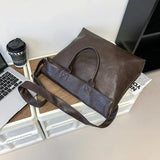 Daiiibabyyy  Designer Style Men's Commuting File Bag Hand-Held Briefcase Multifunctional Large Capacity Versatile Tote Bag Crossbody Bag