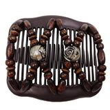 Daiiibabyyy  Shiny Rhinestone Beaded Hair Claws Magic Tuck Comb Updo Elastic Headwear Bun Ponytail Holder Beads Hair Combs Hair Styling Tools