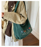 Daiiibabyyy  Fashion Preppy Letter Embroidery Shoulder Bag Vintage Y2k Aesthetic Kawaii Women's Handbags Casual All Match Ins Crossbody Bags