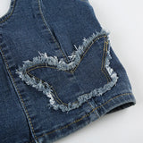 DAIIIBABYYY  -  Vintage y2k Denim Tank Top Stitching Butterfly-shaped Sleeveless Backless Halter Cropped Tops Women Harajuku 2000s Vest