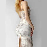 Daiiibabyyy  Cool and Eye - catching! Spaghetti - strap Diamond - embellished Slit Bodycon Dress, a Fashion Essential for Spicy Girls