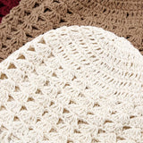 Daiiibabyyy  Casual Sweet Crochet Hollow Knitted Hat Beads Tassels Bohemian Style Knit Beanies Korean Handmade Weave Cap Outdoor