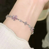 DAIIIBABYYY  -  Elegant Crystal Flowers Bracelet For Women Y2K Sweet Girls Moon Cherry Blossom Bow Zircon Bracelets Luxury Designer Jewelry Gift