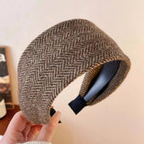 Daiiibabyyy  Vintage Wide Headband Women Thick Wool Hairband Fashionable Hair Accessories Stylish Hairband Chic Wide Headband for Women