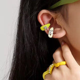 Daiiibabyyy   -  Harajuku Colorful Dropping Glaze Ear Clip Earrings Y2K Dopamine Accessories Cool Bow Clip Earings for Girls Women Jewelry Gift