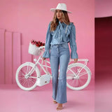 DAIIIBABYYY  -  Summer New European and American Micro-La Jeans Fashion Temperament Commuter Casual Long Jeans