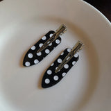 Daiiibabyyy  Blue Striped Hair Spring Clip Square Heart Acetate Hairpin Cute Black White Polka Dot Side Hair Clips Vintage Hair Accessories