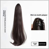 DAIIIBABYYY  -  Long Hair Women's Wig Tail Clip Micro Curl Natural Realistic Popular Tie Synthetic Full Real Human Hair Fake Braid