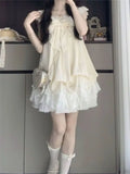 Daiiibabyyy  Summer Beach Vintage Lace Strap Dress Women Even Party Clothing Casual Sexy Beach Style Dress Korean Fashion Chic Outfits
