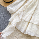 DAIIIBABYYY  -  Elegant Long Flare Sleeve Off Shoulder Vintage O-neck Halter Chic Ruffle Slim Dresses French Evening High Street Autumn Clothing