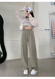 Daiiibabyyy  New Narrow Suit Mop Pants for Women Loose Solid Color Slim Straight Trousers Casual Elastic High Waist Wide Leg Pants Mujer