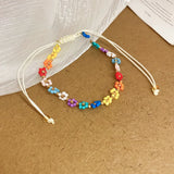 DAIIIBABYYY  -  New Fashion Summer Colorful Dopamine Flower Pearl Beaded Bracelet for Women Sweet Vacation Party Jewelry Friendship Gifts