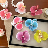 DAIIIBABYYY  -  Sweet Orchid Flower Hairpin Girl Women Summer Seaside Vacation Headwear Duckbill Clip Bohemian Hair Accessories
