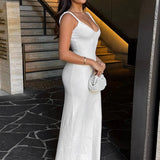 Daiiibabyyy  Solid Color Street Style Leisure Classic Women Midi Dress Straps Criss Cross Sexy Bodycon Sleeveless Open Back Summer Dress