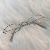 DAIIIBABYYY  -  Small Oval Glasses Women Girls Gold Silver Metal Elliptical frame Eyeglasses Y2K Vintage Anti Blue Light Reading Eyewears