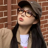 Daiiibabyyy  Vintage Fashion Computer Glasses Frame Women Men Anti Blue Light Red Korean Square Eyewear Glasses Optical Spectacle Eyeglass