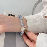 DAIIIBABYYY  -  Moonlight Crystal Bracelet Opal Sea Blue Treasure Light Luxury Elastic Bracelet for Girls Women Fashion Gift Jewelry Accessories