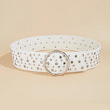 Daiiibabyyy  Retro Street Style Hollow Out PU Leather Belt for Women Fashion Waist Cincher Belt Versatile Decorative American Style Belt
