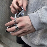 DAIIIBABYYY  -  Fashion Silver Color Star Rings for Women Men Retro Punk Geometric Smooth Personality Wide Couple Rings Party Jewelry Gifts 2024