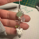 DAIIIBABYYY  -  cute four leaf clover beaded phone charm y2k cat Handmade keychain jewelry