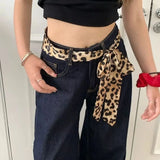 DAIIIBABYYY  -  Retro 195*4cm Leopard Scarf Polka Dot Leopard Print Women Belt Narrow Long Long Neck scarf Women