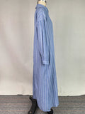 DAIIIBABYYY  -  Long Stripe Shirt Dress Woman Blue Elegant Dress 2025 New Casual Pocket Lapel Button Loose Workplace Formal Dresses