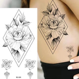 DAIIIBABYYY  -  Black Flower Women Sexy Tattoo Sticker Women Dot Rose Peony Body Chest Art Temporary Tattoos Water Transfer Fake Tattoo Stickers