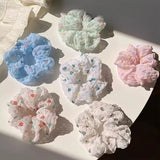 DAIIIBABYYY  -  New Trendy Summer Sunny Polka Dot Scrunchies Women College Student White Rubber Bands Fairy Colorful Ponytail Holder Headwear