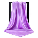 DAIIIBABYYY  -  Imitation Silk Scarf Pure color Women Satin Square Hijab Scarfs For Ladies Luxury Shawl 90*90 Bandana Large Hair Head Scarf