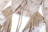 DAIIIBABYYY  -  New Women's Solid Color Slim Fit with Exposed Navel Fashion V-neck Hanging Neck Long Sleeved Top for Women
