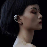 Daiiibabyyy  Punk Semicircular Cuff Earrings Clip On Earrings Women Mechanical Wrapped Ear Cuffs Ear Clip Earring Non Piercing Ear Jewelry