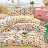 DAIIIBABYYY  -  New Little Fresh Pure Cotton Four Piece Set with 40 Thread Count All Cotton Bedding Ins Bed Sheet and Quilt Set with 4