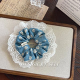 DAIIIBABYYY  -  Large Denim Double layered Hair Scrunchies With Lace for Girls and Women Elastic  Hair Bands Nordic Style Hair Accessories