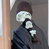 Daiiibabyyy Mint Green Large Intestine Hair Loop Ponytail Rose Elastic Hair Rope for Women Girl Headwear Korean Fashion Hair Tie Accessories