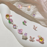 DAIIIBABYYY  -  Cute Pink Heart Butterfly Cat Cartoon Stud Earrings Set for Women Fashion Girls Dreamy Bow Pearl Floral Earring Jewelry