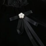 DAIIIBABYYY  -  Elegant Black Velvet Dress Retro 2000s Ruched Patchwork Short Sleeve Party Dresses for Women Japanese y2k Ladies Outfits