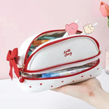 Daiiibabyyy  Children's Pencil Cases Cartoon Girl Cherry Cute Japanese Kawaii Sweet Large Capacity Multifunctional High-quality Storage Bags