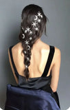 Daiiibabyyy  Sliver Star and Moon Hair Clip Exquisite Rhinestone Barrette For Women and Girls Holiday Party Hairpins Headpieces As Gifts