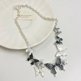 DAIIIBABYYY  -  Sweet Girly Heart Butterfly Oil Drop Necklace