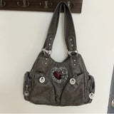 Daiiibabyyy  Y2Kwomen Large Capacity Single Shoulder Crossbody Bag Retro Motorcycle Street Trend Sweet Cool Style Mixed With Rivet Decoration