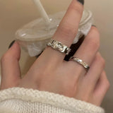 Daiiibabyyy  Punk Opening Ring Women Couple Y2K Shiny Star Finger Rings Handmade Irregular Design Jewelry Hip Hop Party Accessories