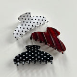 Daiiibabyyy  Vintage Black White Dot Hair Claw Large Crab Hair Clips Shark Claw Clamp Retro Ponytail Fashion Hair Accessories Women Girls