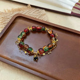 Daiiibabyyy  Star Bead Imitation Glass Bracelet for Girls' Christmas, Colorful and Trendy Atmosphere, High-End and Versatile Bracelet Gifts