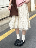 Daiiibabyyy  Vintage Summer Polka Dot  High Waist Mid-length A-LINE Folds All Match Mujer Faldas