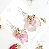 Daiiibabyyy  Boho Acrylic Colorful Transparent Strawberry Dangle Earrings for Women Fashion Resin Shiny Fruit Pendant Earring Lovely Jewelry