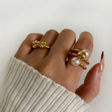 DAIIIBABYYY  -  Electroplated 18k Gold Ring For Men And Women Trendy Bright Metal Ring Fashionable Finger Decor Hoop Beach Jewelry Accessories