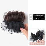 Daiiibabyyy  Synthetic Hair Bun Extensions Wig Claw Clip Bun Hairpiece with Tulle Decoration Balletcore Duckbill Clip Hair Bun for Women Use