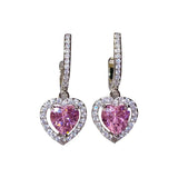 Daiiibabyyy  Fashion Pink Zircon Love Stud Earrings For Women Lady Gentle Trendy Rhinestone Heart Earrings Wedding Party Jewelry Girls Gifts